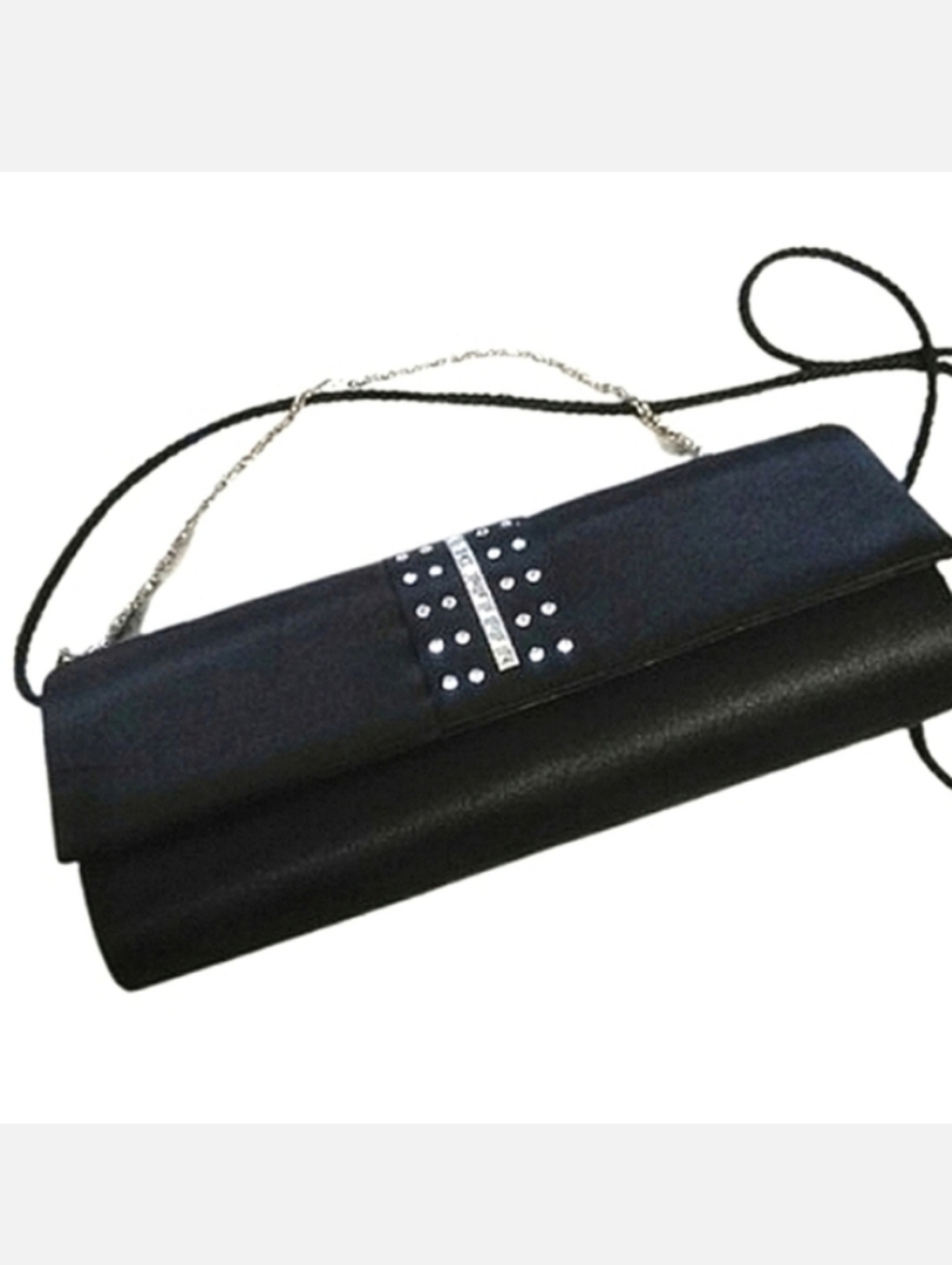Black Rhinestone Embellished Clutch Bag by Claire's